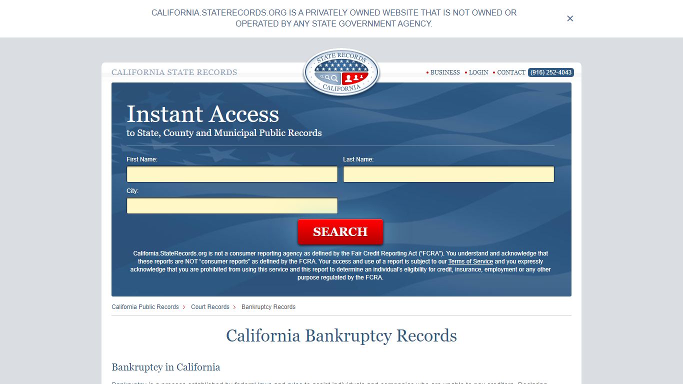 California Bankruptcy Records | StateRecords.org