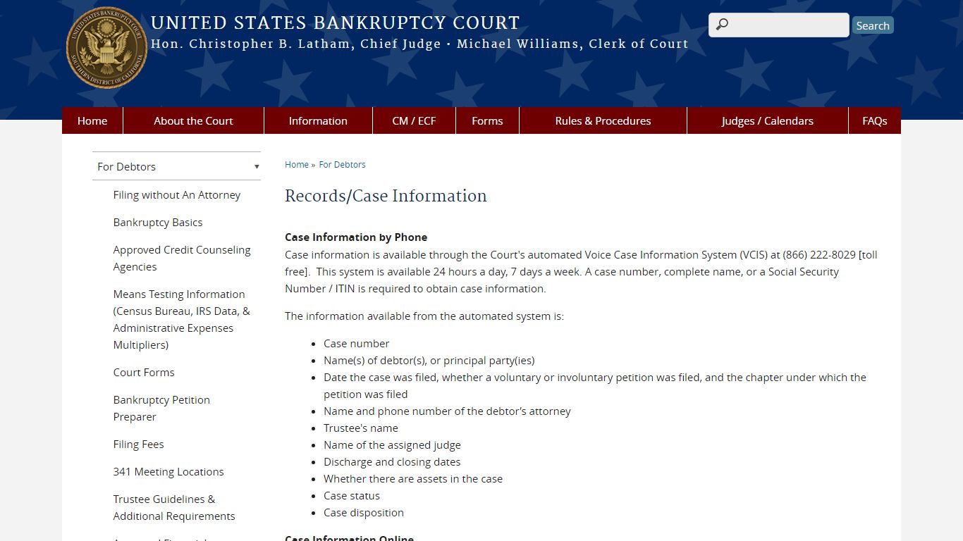 Records/Case Information | Southern District of California ...
