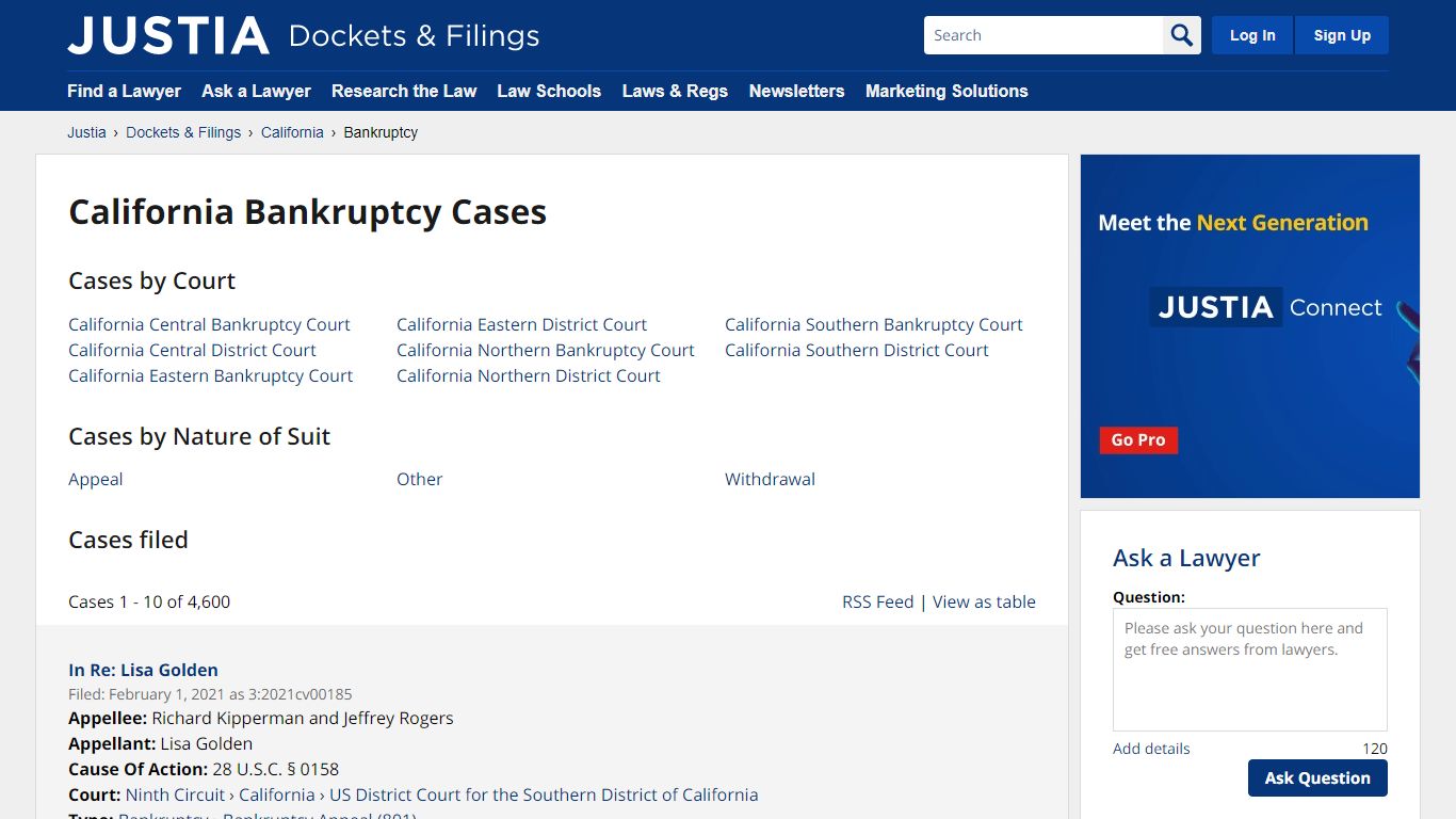 Bankruptcy Cases, Dockets and Filings in California ...